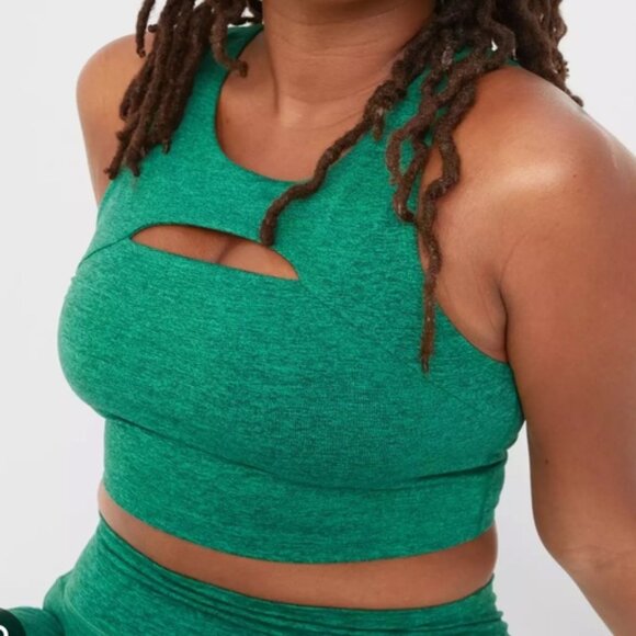 Offline Aerie The Hugger Green Keyhole Cutout Longline Sports Bra Top Large - Picture 2 of 6